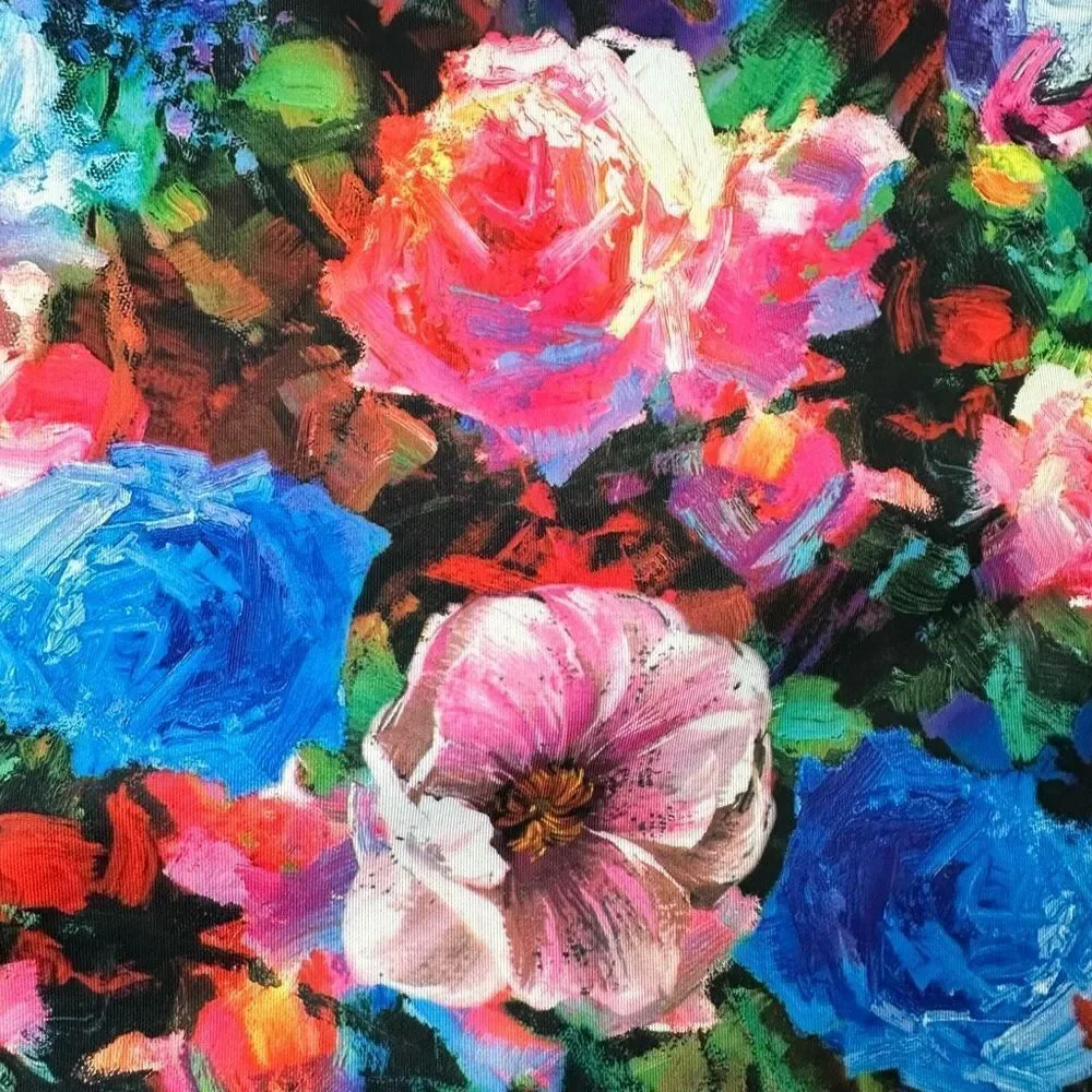 Express Women's Size S Bright‎ Floral Pencil Skirt Multicolor Rainbow Rose Print